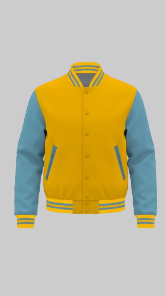 Plain Blue Sleeves Varsity Jacket