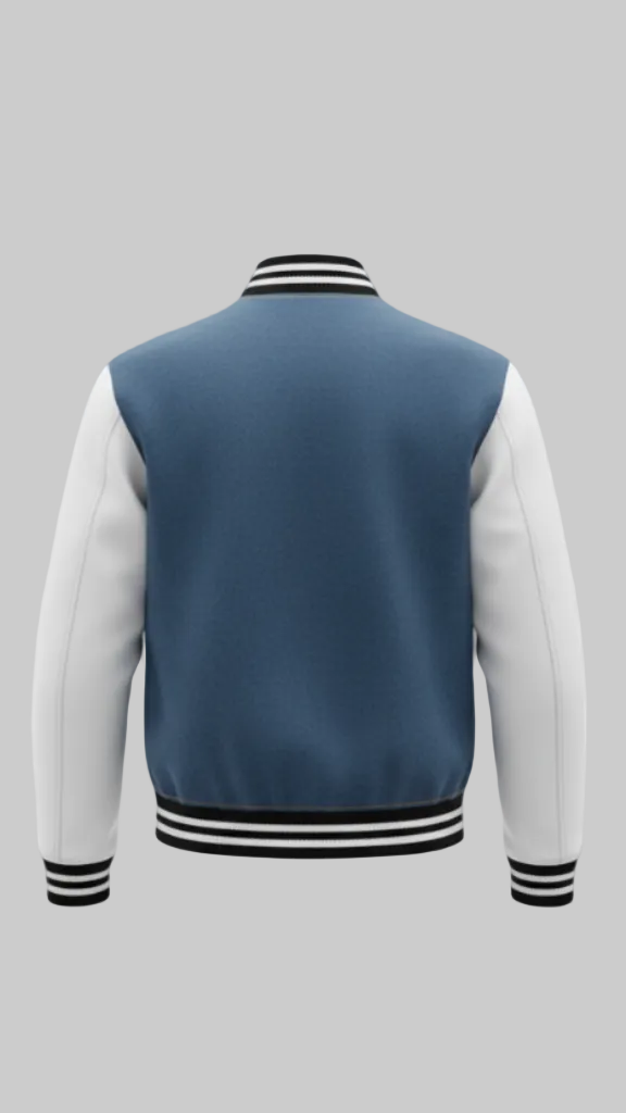 Denim Varsity with Leather Sleeves