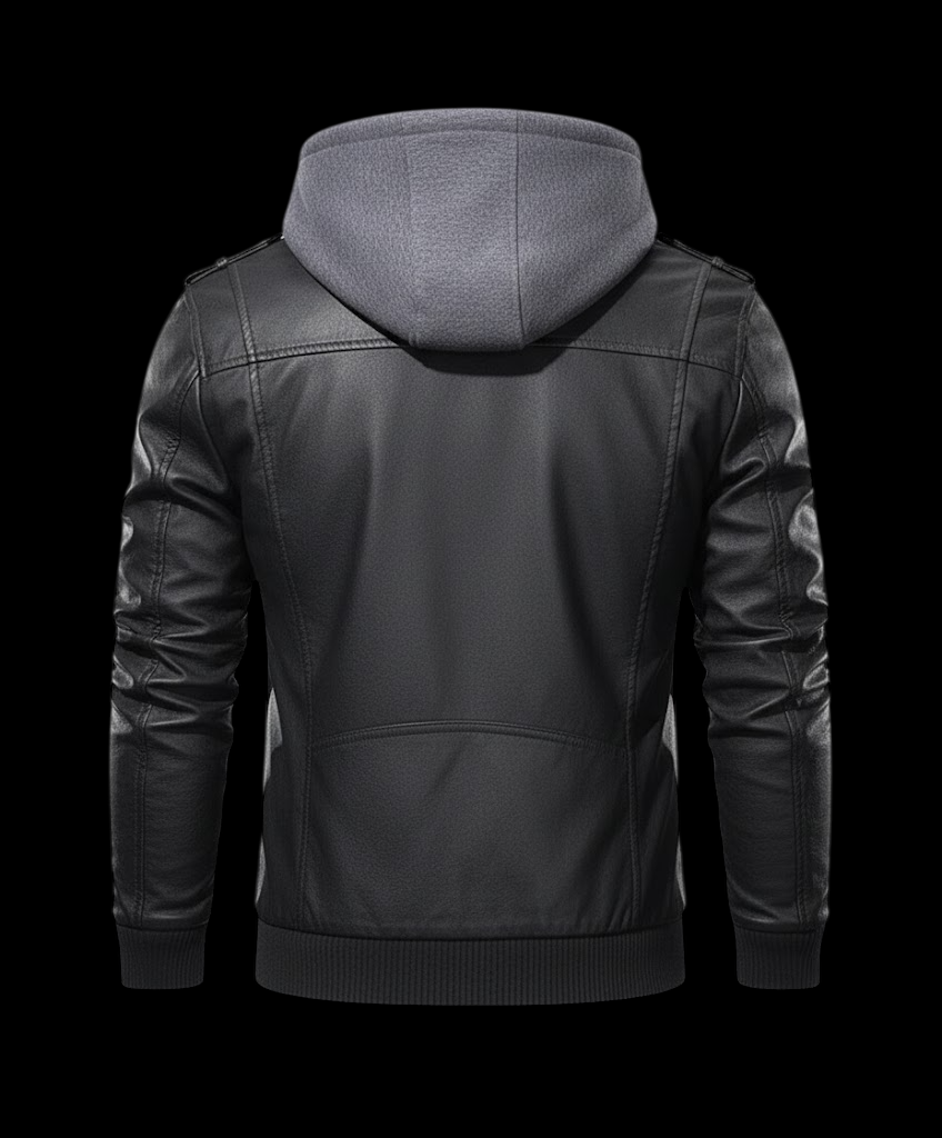Genuine Leather Bomber Hooded Jacket