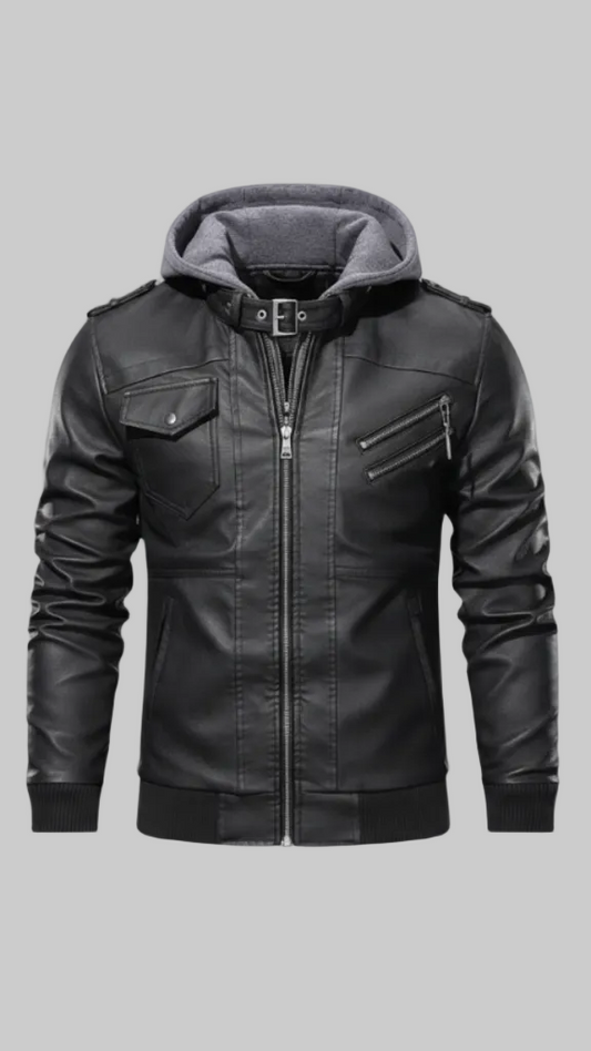Rosy Finch Black Leather Bomber Jacket