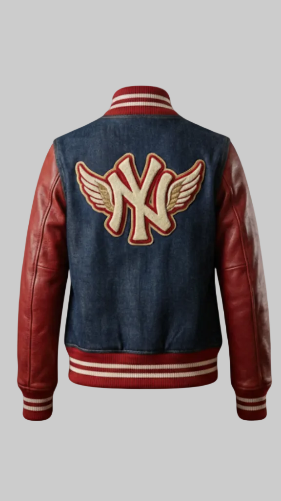 NY Angels Denim Varsity Jacket