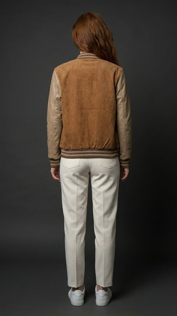 HoV Driftwood Corduroy Varsity with Leather Sleeves