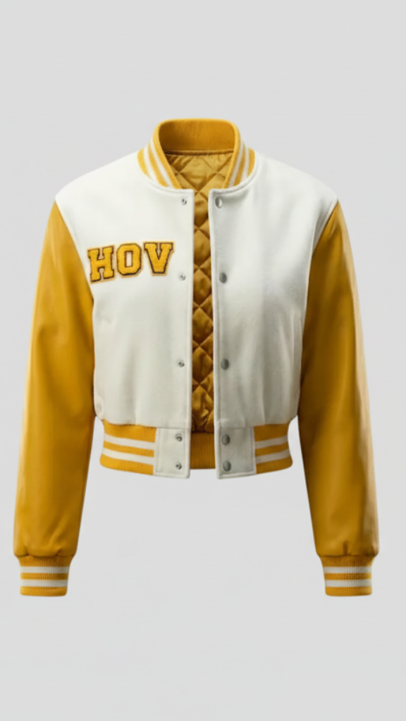 A Fly To Amber Cropped Varsity Jacket