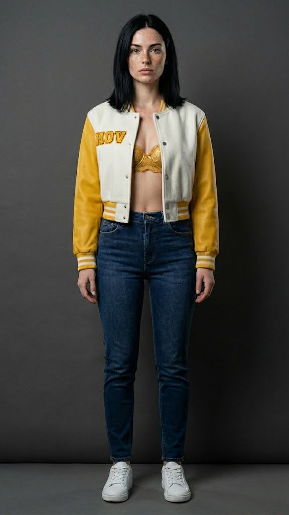 Hov A Fly To Amber Cropped Varsity Jacket