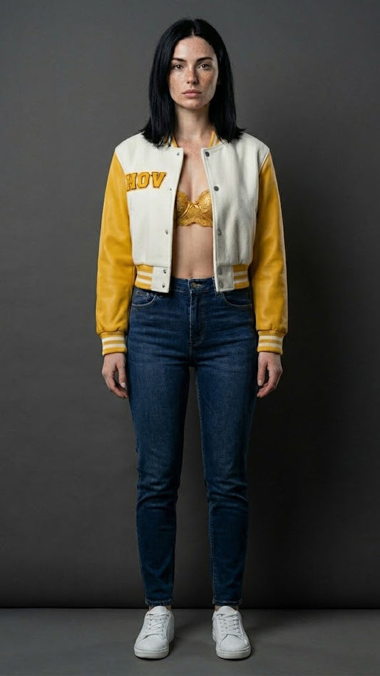 Hov A Fly To Amber Cropped Varsity Jacket
