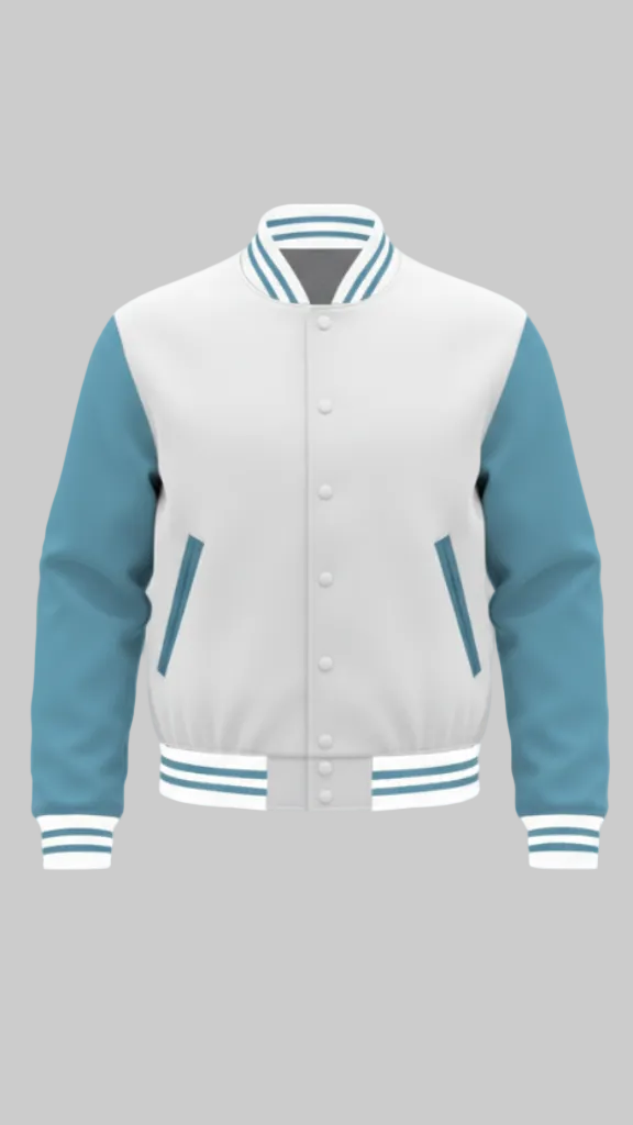 Plain Blue Sleeves Varsity Jacket