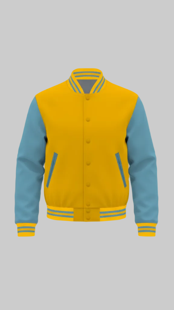 Plain Blue Sleeves Varsity Jacket
