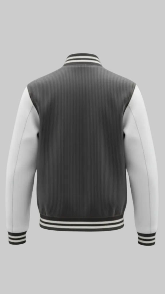 Timeless Men’s Varsity Jacket in Dark Gray Corduroy