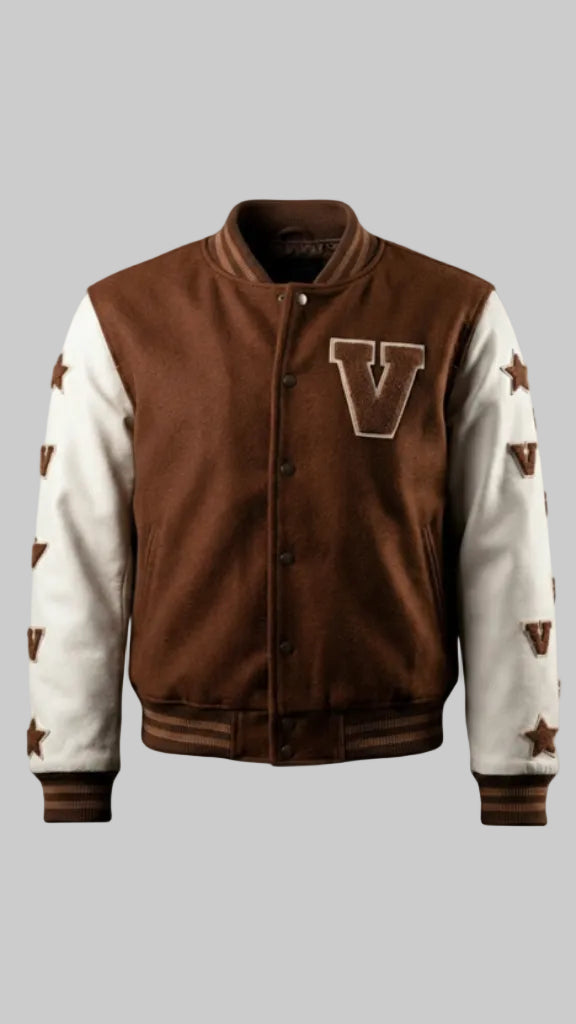 Rising Star Brown Suede Varsity Jacket