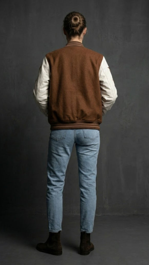 Rising Star Brown Suede Varsity Jacket